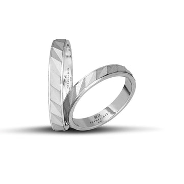 Μοντέρνες βέρες γάμου λευκόχρυσες ματ με λουστρέ λεπτομέρειες, πλάτους 3.6 mm